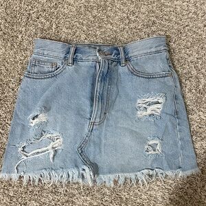 Pull&Bear Distressed Denim Mini Skirt
